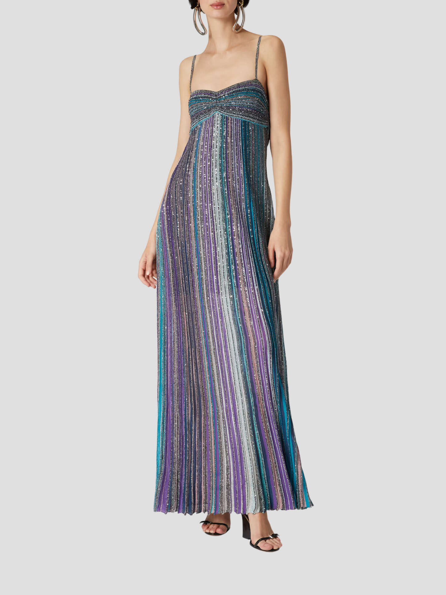 Sequin Lurex Crochet-Knit Gown Dress