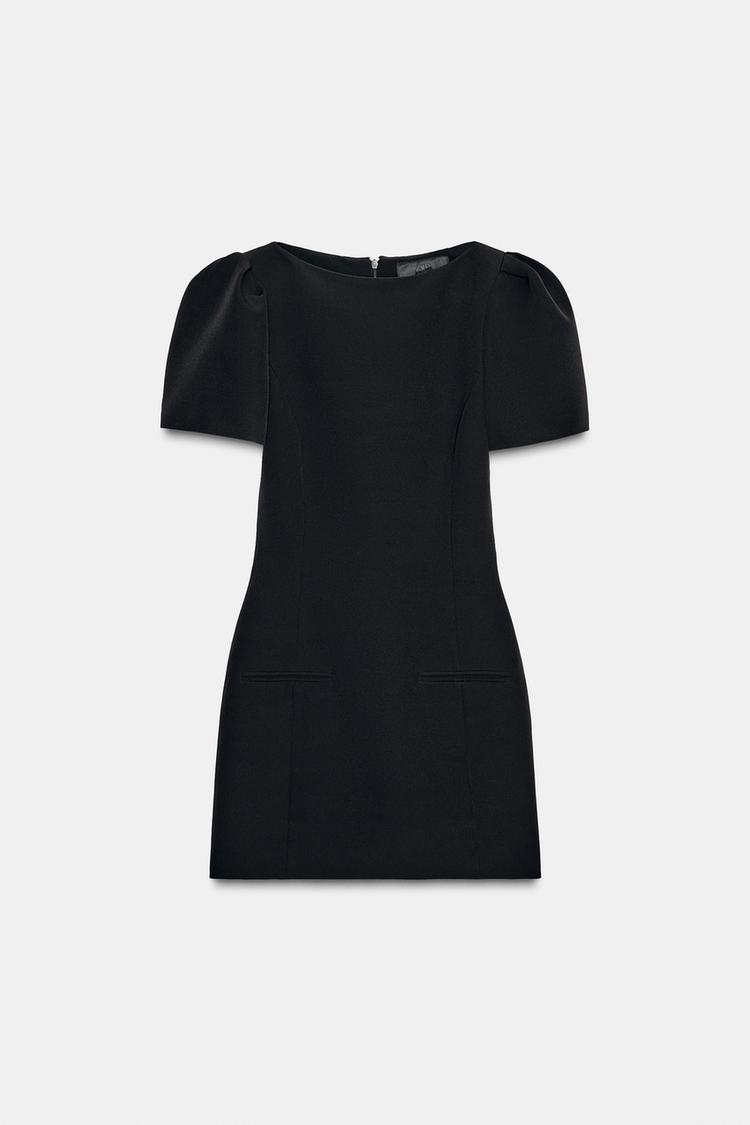 Pleated Short Dress With Pockets