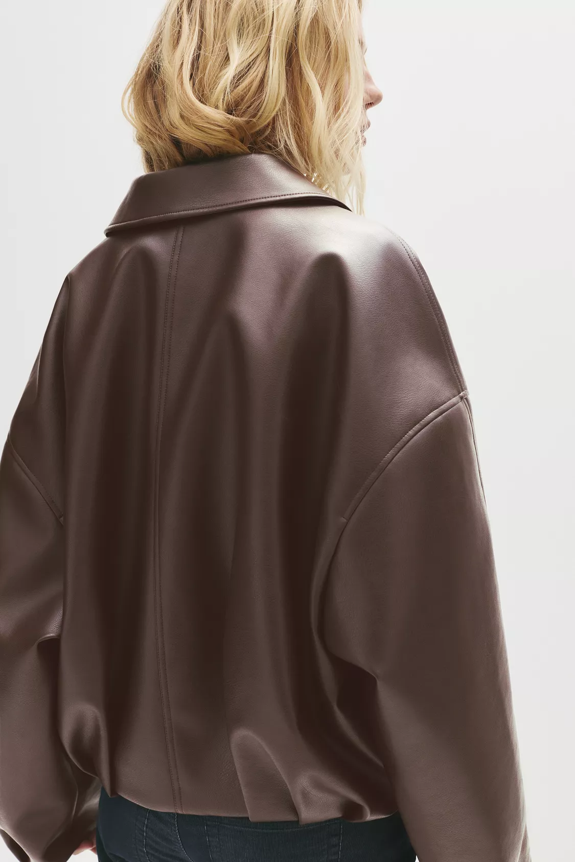 Faux leather bomber jacket