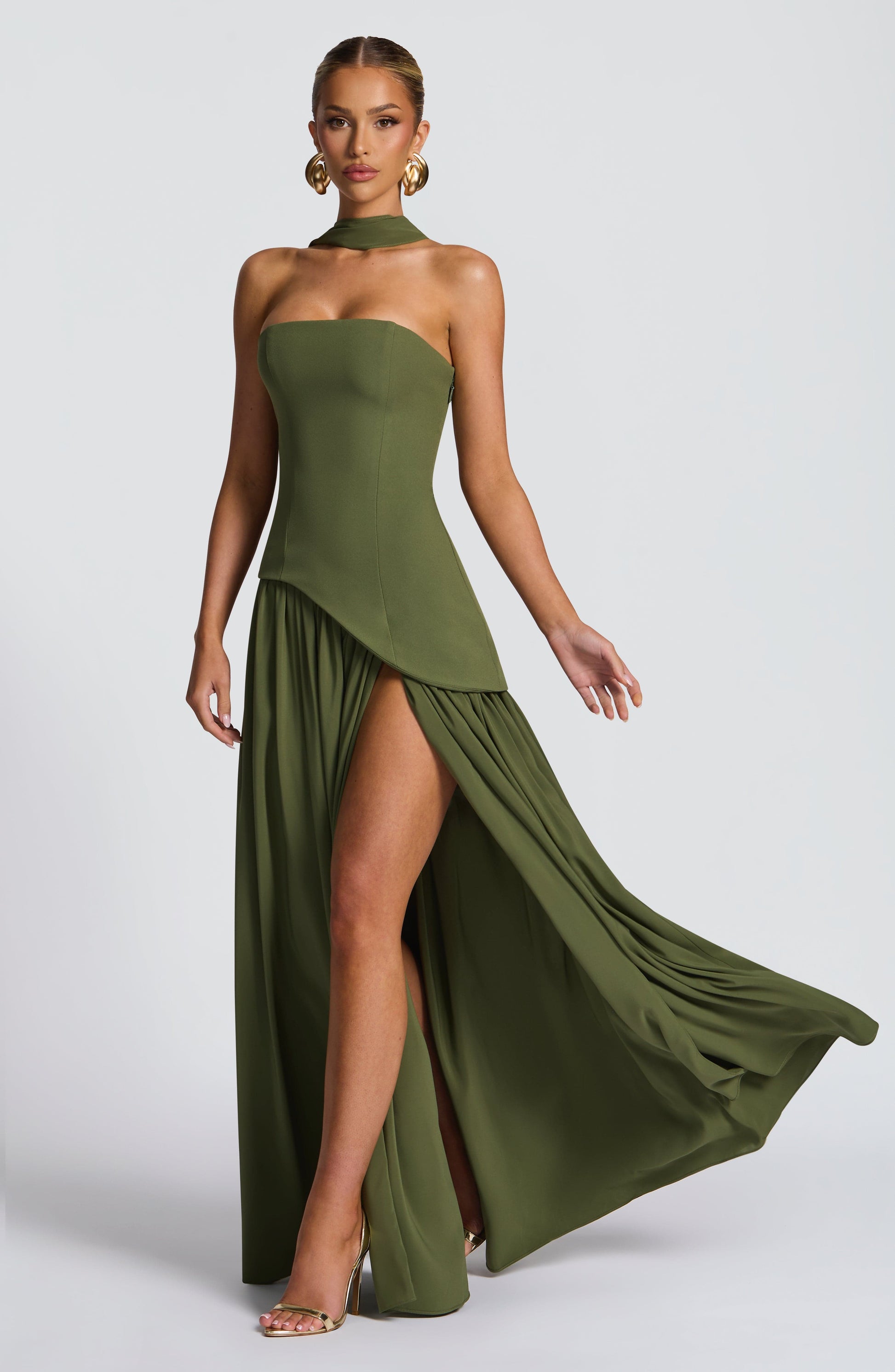 Maliyah Maxi Dress - Khaki Dress Babyboo Fashion Premium Exclusive Design