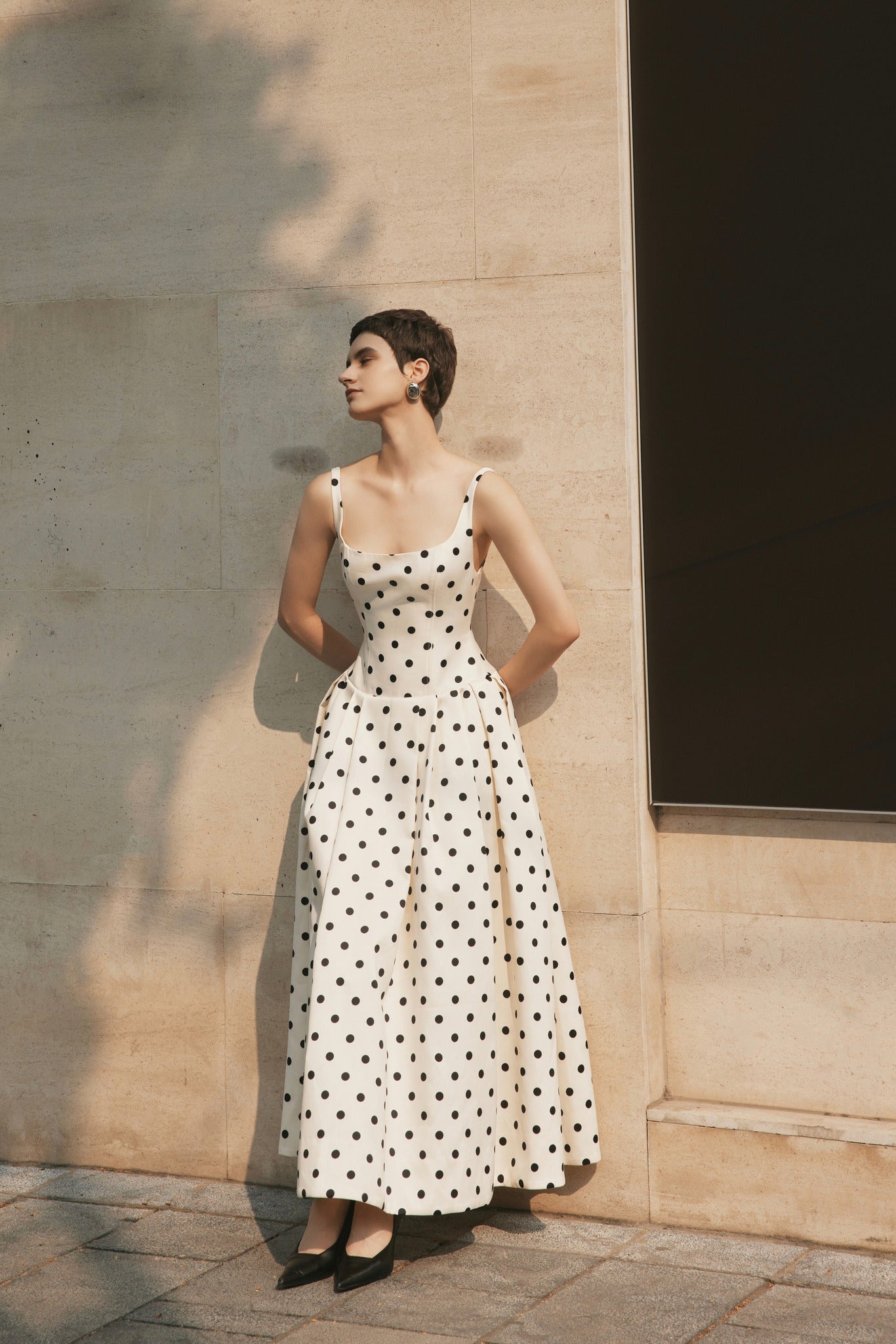 Leila Long Polka Dot Dress