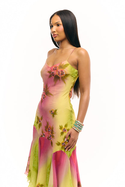 The Coral Gown Silk & Handbeaded