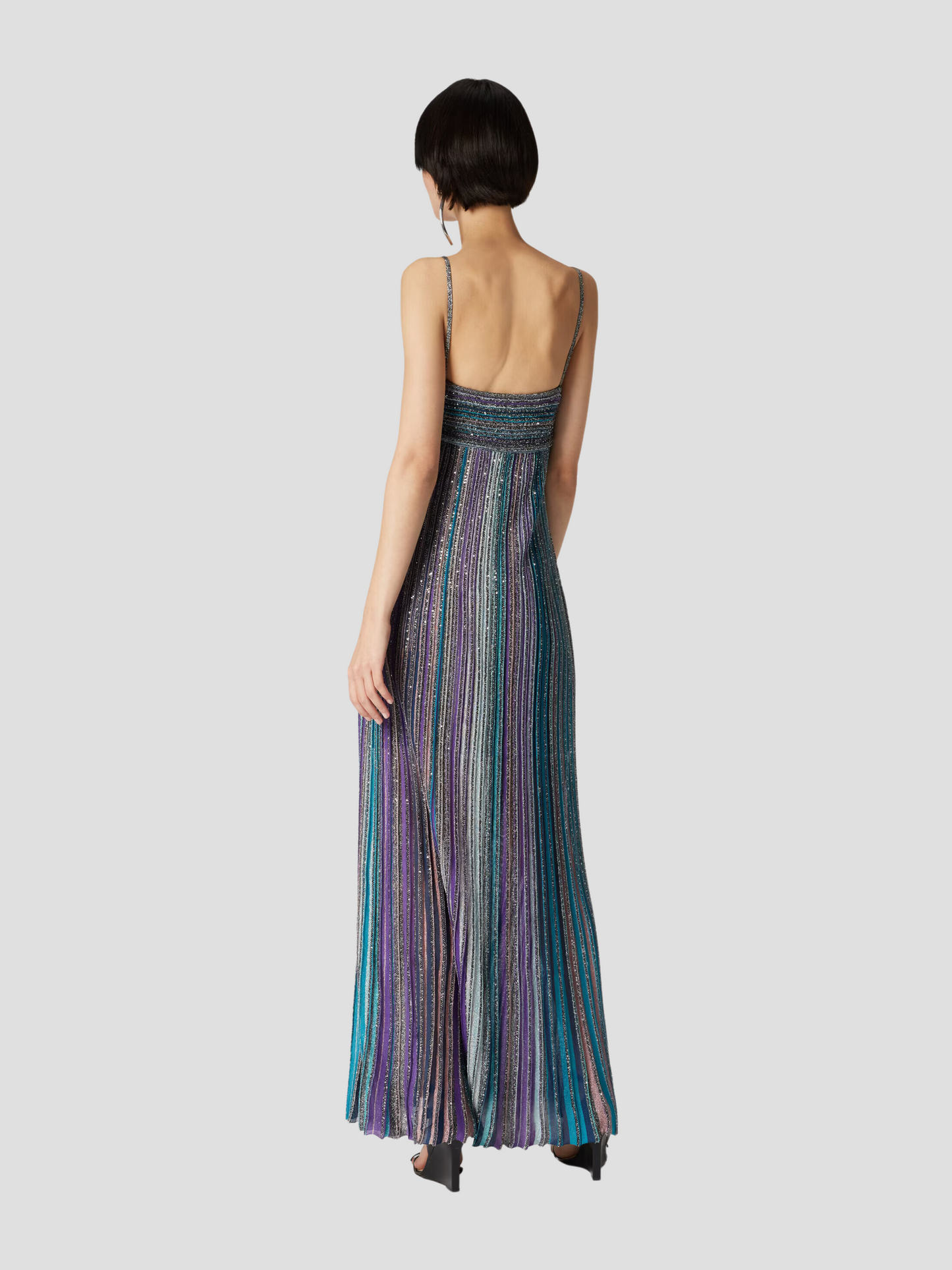 Sequin Lurex Crochet-Knit Gown Dress