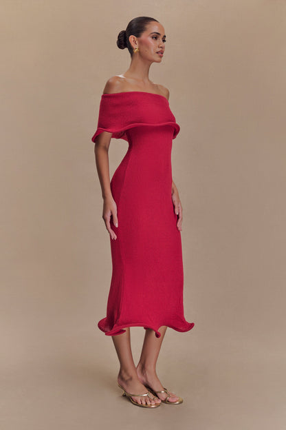 Mollie Off Shoulder Knit Midi Dress