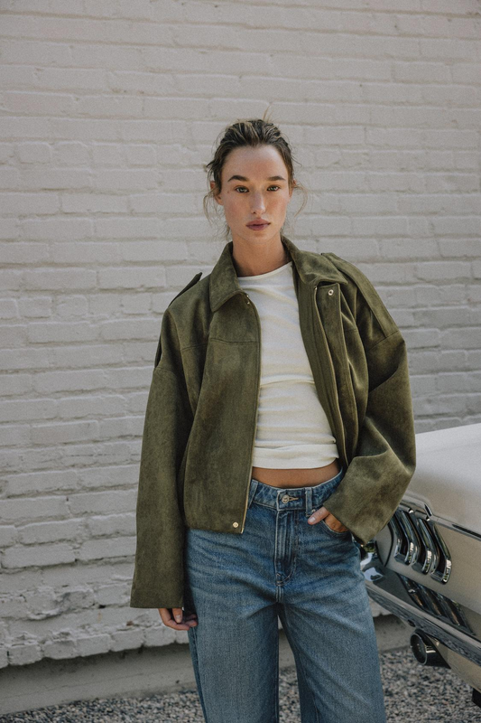 Suede Effect Bomber Jacket
