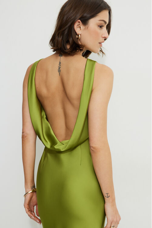 Brucelia Open Back Satin Maxi Slip Dress