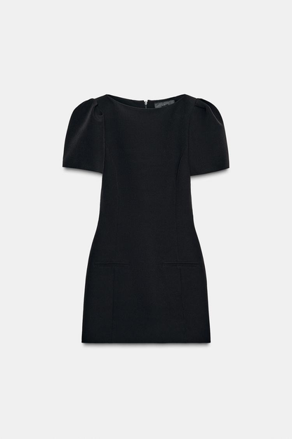 Pleated Short Dress With Pockets