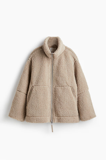 Loose-Fit Teddy Fleece Jacket