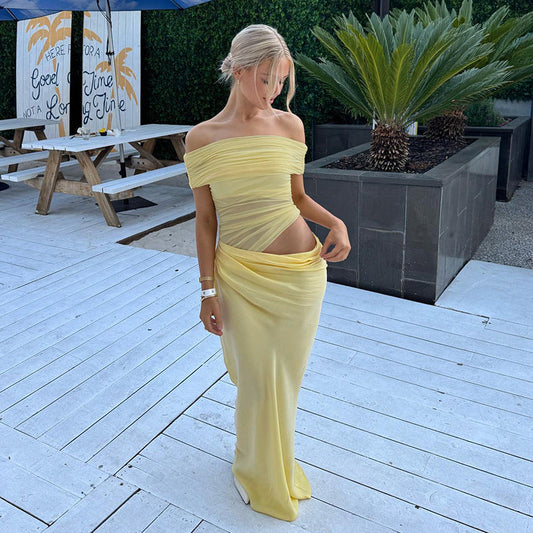 Maisy Off-Shoulder Mesh Maxi Dress