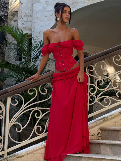 LUBELA MAXI SKIRT RED Maxi Skirt 