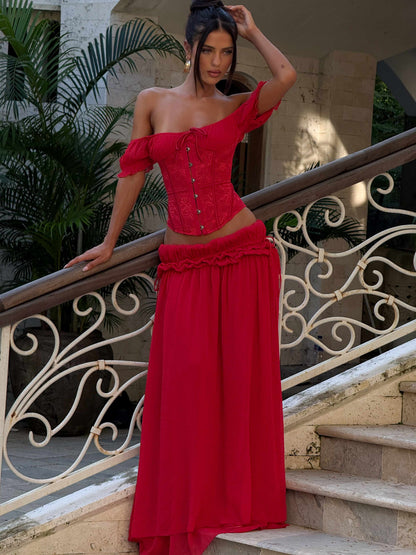 LUBELA MAXI SKIRT RED Maxi Skirt 