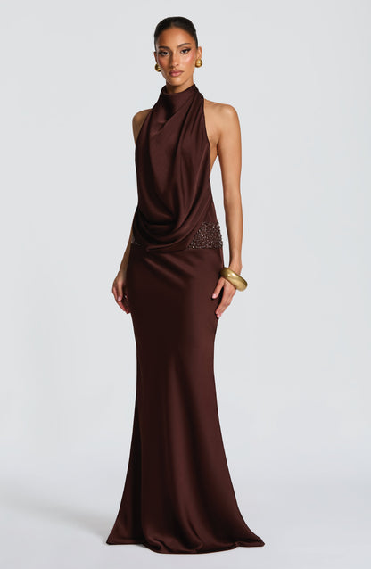 Armelle Maxi Dress - Plum Brown Dress Babyboo Fashion Premium Exclusive Design
