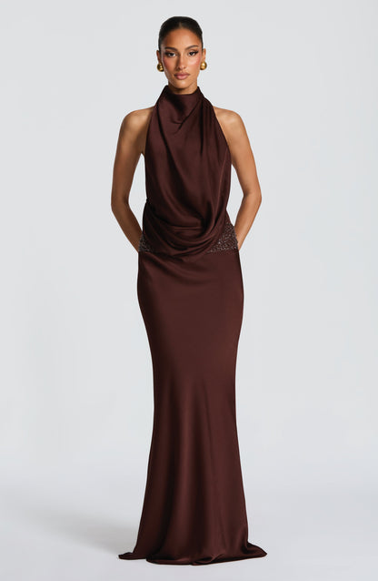 Armelle Maxi Dress - Plum Brown Dress Babyboo Fashion Premium Exclusive Design