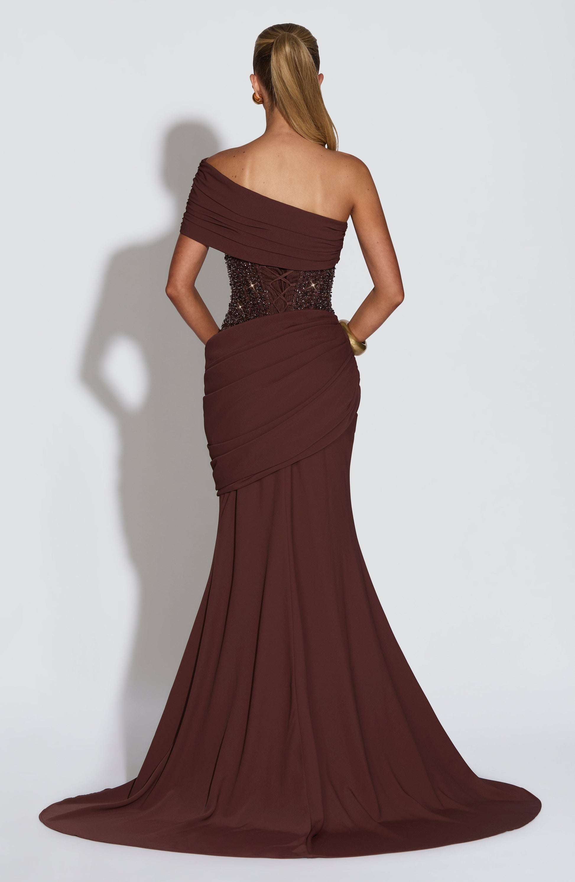 Ellora Gown - Plum Brown Dress Babyboo Fashion Premium Exclusive Design