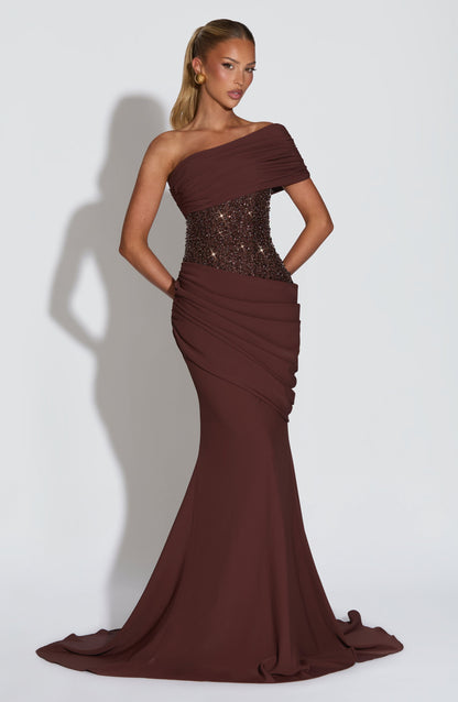 Ellora Gown - Plum Brown Dress Babyboo Fashion Premium Exclusive Design