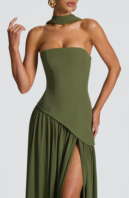Maliyah Maxi Dress - Khaki Dress Babyboo Fashion Premium Exclusive Design